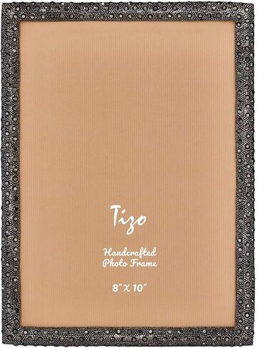 TIZO Design Jeweled Picture Frame, Metal Base with Genuine Crystal Accents, (5x7, Silver) in Kuwait