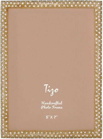 TIZO Design Jeweled Picture Frame, Metal Base with Genuine Crystal Accents, (5x7, Silver) in Kuwait