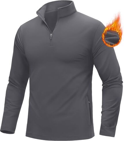 MAGCOMSEN Mens Quarter Zip Pullover Jacket Fleece Lined Golf Water Resistant Warm Sweatshirt 2 Zipper Pockets Winter in Kuwait