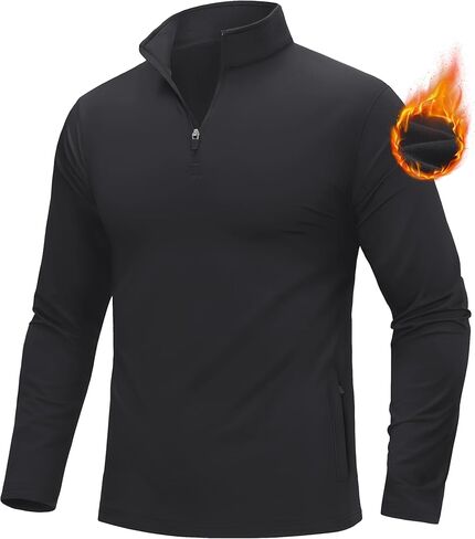 MAGCOMSEN Mens Quarter Zip Pullover Jacket Fleece Lined Golf Water Resistant Warm Sweatshirt 2 Zipper Pockets Winter in Kuwait