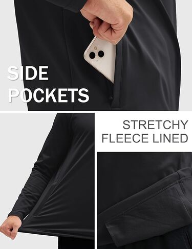 MAGCOMSEN Mens Quarter Zip Pullover Jacket Fleece Lined Golf Water Resistant Warm Sweatshirt 2 Zipper Pockets Winter in Kuwait