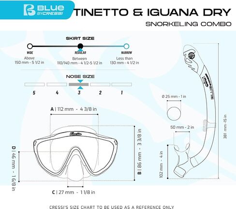 Cressi Kids Snorkeling Kit (Mask & Snorkel) for Children from 6 to 10 Years Old - Tinetto & Iguana Dry: Designed in Italy in Saudi Arabia