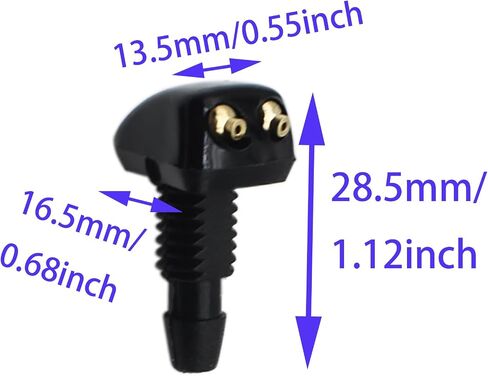 2PCS Car Wiper Washer Nozzle Black Double-hole Front Windshield Washer Nozzle Replacement Fit for Most Car in Kuwait