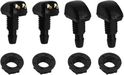 2PCS Car Wiper Washer Nozzle Black Double-hole Front Windshield Washer Nozzle Replacement Fit for Most Car in Kuwait