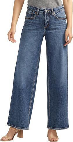 شركة Silver Jeans Co. بنطال جينز سوكي نسائي متوسط ​​الارتفاع وذو قصة متعرجة وواسعة الساق in Saudi Arabia