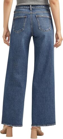شركة Silver Jeans Co. بنطال جينز سوكي نسائي متوسط ​​الارتفاع وذو قصة متعرجة وواسعة الساق in Saudi Arabia