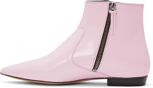 XYD Women's Formal Pointed Closed Toe Flats Ankle Boots Low Heel Booties Office Dress Shoes with Double Side Zippers in Kuwait