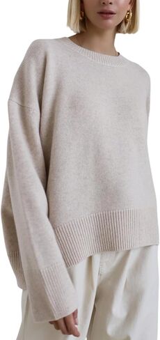 Women's Oversized Sweaters Crewneck Knitted Pullover Sweater Long Sleeve Casual Top 2024 Fall Winter Trendy Outfits in Saudi Arabia
