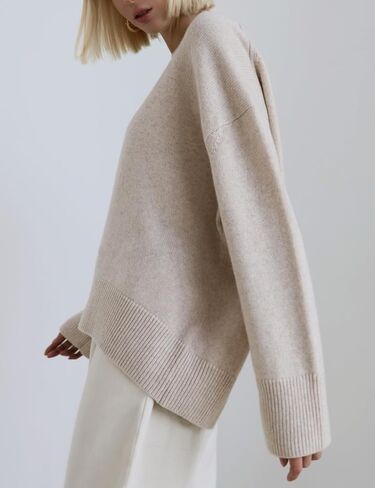 Women's Oversized Sweaters Crewneck Knitted Pullover Sweater Long Sleeve Casual Top 2024 Fall Winter Trendy Outfits in Saudi Arabia