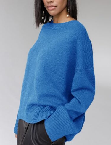 Women's Oversized Sweaters Crewneck Knitted Pullover Sweater Long Sleeve Casual Top 2024 Fall Winter Trendy Outfits in Saudi Arabia