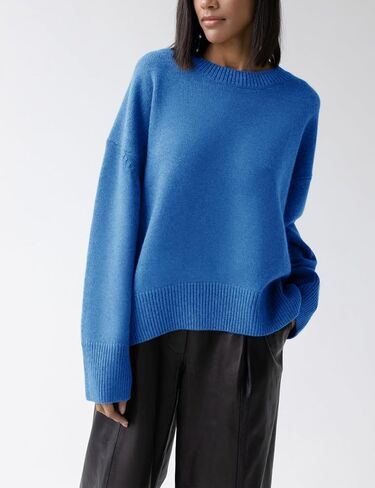 Women's Oversized Sweaters Crewneck Knitted Pullover Sweater Long Sleeve Casual Top 2024 Fall Winter Trendy Outfits in Saudi Arabia