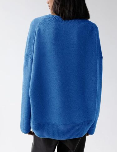 Women's Oversized Sweaters Crewneck Knitted Pullover Sweater Long Sleeve Casual Top 2024 Fall Winter Trendy Outfits in Saudi Arabia