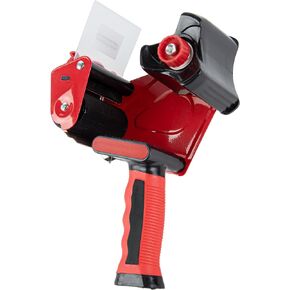 Restaurantware RW Base 3 Inch Tape Dispenser Gun 1 Heavy-Duty Tape Dispenser - With Rubber Handle Tension Knob Adjustment Red Iron Handheld Tape Dispenser For Carton Sealing