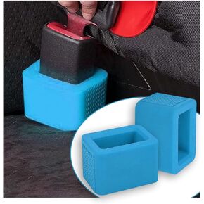 JOYCOURT Seat Belt Buckle Holder, 2 Pack Silicone Seat Belt Buckle Booster, Raises Seat Belt Buckle for Easy Access, No-Hassle Stand Upright Buckling Belt Buckle Holder, Car Accessories (Black)