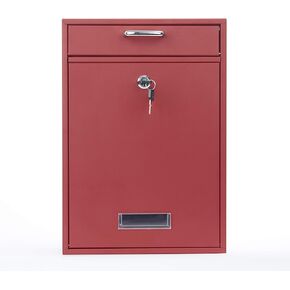 Wall Mounted Locking Vertical Dropbox Mailbox - Safe and Secure (Large) | Made with Galvanized Steel (Black)