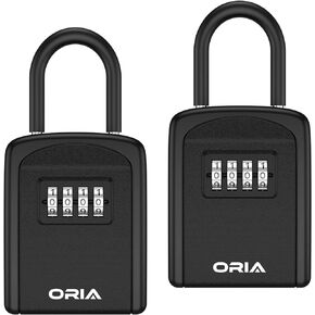 ORIA Key Lock Box, Key Safe Box, 4 Digit Combination Key Storage Lock Box Waterproof, 5 Keys Capacity with Removable Shackle for Indoor Outdoor, Silver, 3.66inch