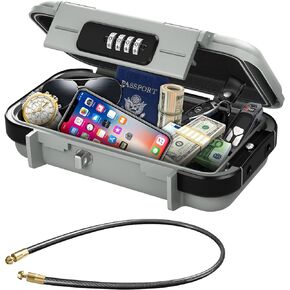 Upgraded Olipiter Portable Safe Lock Box, Security Lock Box with Code, Waterproof Anti-Theft Mini Travel Safe Box for Car,Dorm,Beach,Hotel