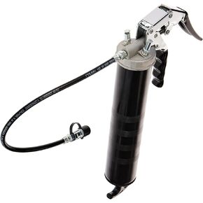 LUMAX LX-1152 Black Heavy Duty Deluxe Pistol Grease Gun with 18" Flex Hose, Handy 3-Way Loading - Fill with Standard Cartridge, Suction or Bulk Fill. Convenient One-Hand Operation for Easy Greasing.