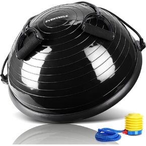 EVERYMILE Balance Ball Trainer with Resistance Bands & Pump Stability, 23.6 inch Yoga Exercise Ball for Home Gym Core Training Anti-Skid Surface