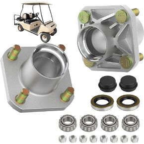 10L0L Golf Cart Front Wheel Hub Set with Metal Dust Covers-Bearing Seals fit for Golf Cart Club Car DS (1974 to 2003) Replacement Parts 11011102, 1011153, 1011889, 1011892, 1011894, LM11949, 2 Pack