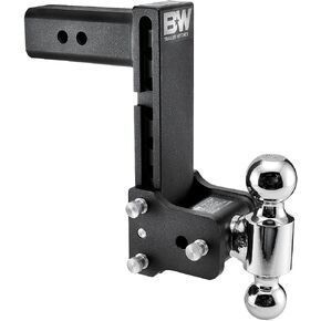 B&W Trailer Hitches Tow & Stow Adjustable Trailer Hitch Ball Mount - Fits 2.5" Receiver, Dual Ball (2" x 2-5/16"), 8.5" Drop, 14,500 GTW - TS20043B