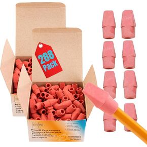 1InTheOffice Pencil Top Eraser, Pink Wedge Eraser Latex-Free, Pencil Cap Erasers 288 Pack