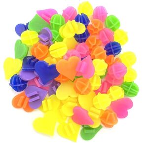 CKANDAY 72 Pieces Bike Wheel Spokes Beads, 2 Styles Colorful Bicycle Decoration Spoke Plastic Clip Round Decor Beads for Kids, Assorted Color and Shapes, Love & Round Types
