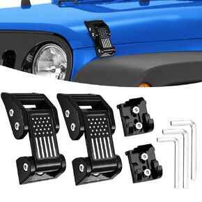 2024 Newest Aluminum Hood Latches Catch Kit Compatiable with Jeep Wrangler JK JKU 2007-2018 Sahara Freedom Sports Rubicon & Wrangler JL JLU 2018-2024 & Gladiator JT 2020-2024 -1 Pair/Black