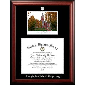 Campus Images NCAA Georgia Tech Unisex Silver Medallion Frame Georgia Institute of Technology 17w x 14h Silver Embossed Diploma Frame Lithograph, Brown, One Size