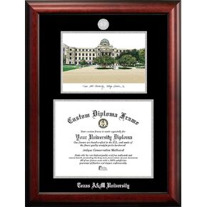Campus Images NCAA Texas A&M Aggies Unisex Silver Medallion Frame Texas A&M University 16w x 12.5h Silver Embossed Diploma Frame Lithograph, Brown, One Size