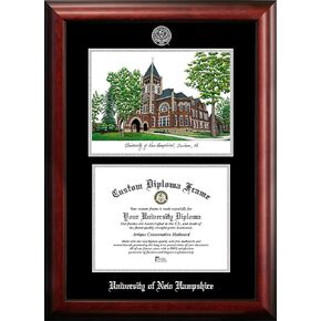Campus Images NCAA New Hampshire Wildcats Unisex Silver Medallion Frame University of New Hampshire 10w x 8h Silver Embossed Diploma Frame Lithograph, Brown, One Size