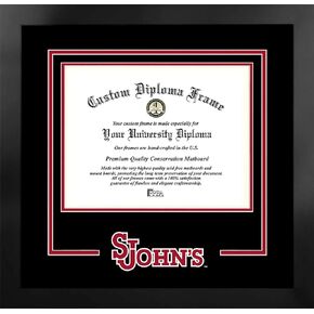 صور الحرم الجامعي NCAA St.Johns University للجنسين إطار أسود دبلوم مانهاتن مع طباعة حجرية إضافية، أسود، مقاس واحد