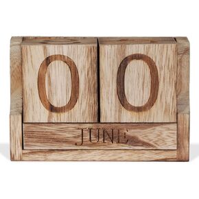 Wooden Desk Calendar,Desk Calendar Blocks for Teachers,Office Perpetual Date Block Small Home Desktop Decor Chic Vintage Month with Number Cubes Display Rustic Decoration(Carbonized Black)
