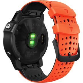 سوار ساعة Abanen من السيليكون لـ Fenix ​​7X / Instinct 2X / Fenix ​​5X / Fenix ​​6X، 26 ملم سريع الإصدار مناسب رياضي ناعم مسامي مقاوم للماء حزام معصم لـ Garmin epix Pro 51mm / Enduro 2، Tactix Delta