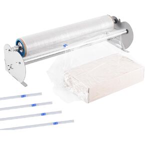 Consfly 19.7 Inch Stretch Film Dispenser Packing Machine w/ 4pcs Film Slide Cutter, Stainless Steel Table Stretch Film Wrapping Machine Manual Pallet Wrapper Tool