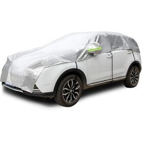 Half Car Cover All Weather Car Body Cover Sunshade Cover Snow Cover Waterproof Snowproof Universal 210D Oxford Fabric (Fit Hatchback Length 158'' to 173'')