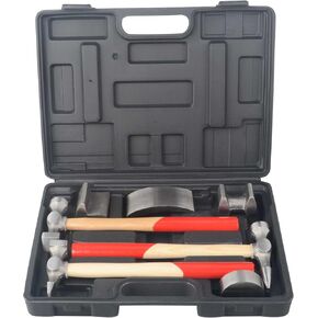 7Pcs Automotive Craft Panel Beating Kit Panel Beating Hammer and Dolly Set Hammers Set for Car Auto Body Panel Repair with Storage Case