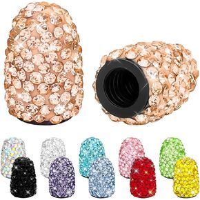 SAVORI Presta Valve Caps, (for road bikes only) 2 Pack Handmade Bling Rhinestone Tire Valve Stem Caps, French Bicycle Air Tire Caps (AB Color)