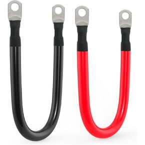1/0 AWG Gauge Battery Cable Power Inverter Cables with 3/8 Inch lugs for Solar Marine RV Car Truck Tractor Motorcycle 2pcs (1FT)