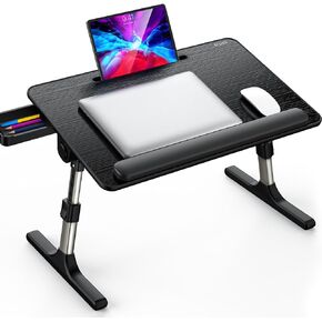 Besign LT07 Lap Desk [Large Size], Adjustable Laptop Table, Portable Standing Bed Desk, Foldable Sofa Breakfast Tray, Notebook Computer Stand for Reading and Writing (Black)