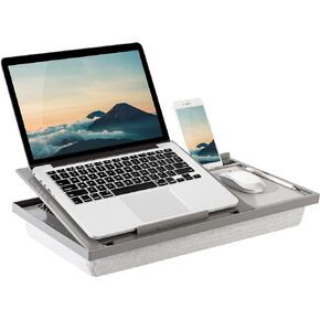 مكتب كمبيوتر محمول Ergo Pro من LAPGEAR مع 20 زاوية قابلة للتعديل ولوحة ماوس وحامل هاتف - أسود - يناسب أجهزة الكمبيوتر المحمولة مقاس 15.6 بوصة ومعظم الأجهزة اللوحية - طراز رقم 49408، كبير in Kuwait