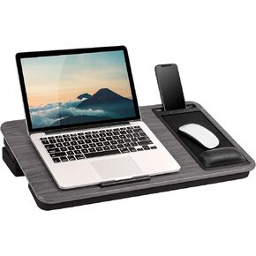 مكتب كمبيوتر محمول كبير جدًا قابل للتعديل من LAPGEAR مع مسند معصم جل ولوحة ماوس وحامل هاتف وحافة جهاز ووسادة معززة - أسود كربوني - يناسب أجهزة كمبيوتر محمولة تصل إلى 17.3 بوصة - طراز رقم 88108 in Kuwait