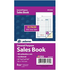Adams General Purpose Sales Books, DC3530, Case of 18