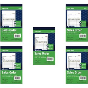 Adams Sales Order Book, 3-Part, Carbonless, 4-3/16" X 7-3/16" Inch, 50 Sets, White, Canary and Pink (TC4705)- 5PACK