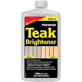 STAR BRITE Premium Teak Brightener - Enhances Natural Wood Grain & Restores Tone & Color While Preparing for a More Consistent Application of Teak Oil, Sealer or Stain