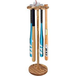 Baseball Bat Holder and Ball Display Shelf Baseball Bat Stand Shelf Rack,Baseball Bat Storage Organizer,Holder 10 Bats By Wood
