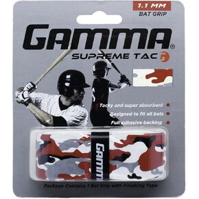 Gamma Sports Supreme Tac 1.1mm Baseball Grip Wrap – Tacky, Absorbent, Non-Slip, Easy to Apply – Great for Any Size Handle, Aluminum or Wood Bat