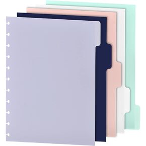 5 Tab DiscBound Dividers Notebook Letter Size Planner Supplies Letter Pocket Dividers Blank Index Divider for Discbound Notebooks Office Meeting College Notebook (5)