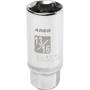 ARES 11016-5-Piece Magnetic Spark Plug Socket Set - Includes 14mm and 16mm Thin Wall Sockets and 9/16-inch, 5/8-inch, and 13/16-inch Sockets - Convenient Reusable Storage Rail Included