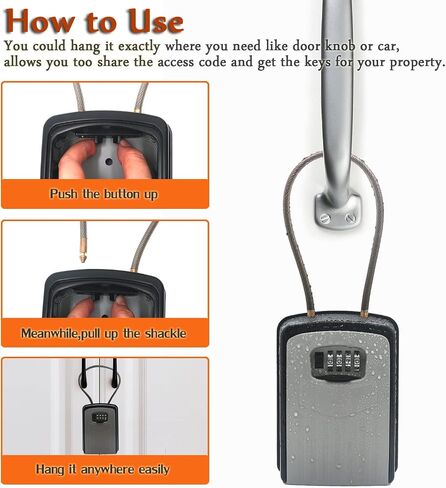 Protable Key Storage Security Lock,V-Resourcing® Door Knob Mounted Re-settable 4 Digit Combination Lock Box,to Share and Secure Keys for Home,Office,Garage, Airbnb etc in Saudi Arabia